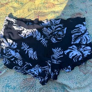 Black Floral Shorts